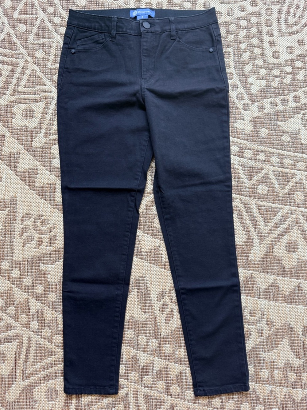 DEMOCRACY Jeans Ab Solution Sz 8 All Black Skinny Ankle Stretch Dark Wash EC